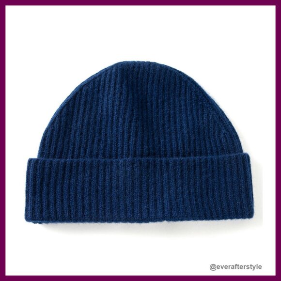 Men's 100% Cashmere Ribbed Beanie Ultra-Soft Winter Ski Hat Classic Elegant